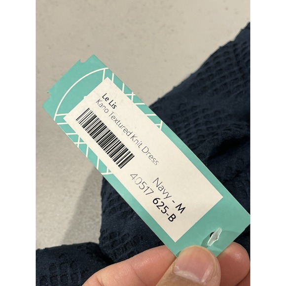 Le Lis Dress Womens Medium Kano Navy Blue Sleeveless Textured Knit A Line USA - Picture 4 of 11